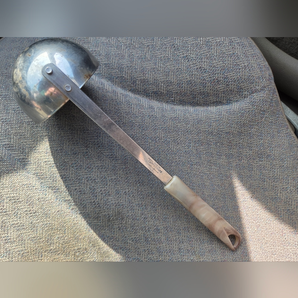 Made For Tupperware Stainless Steel Ladle with Cream Handle Rare Vintage